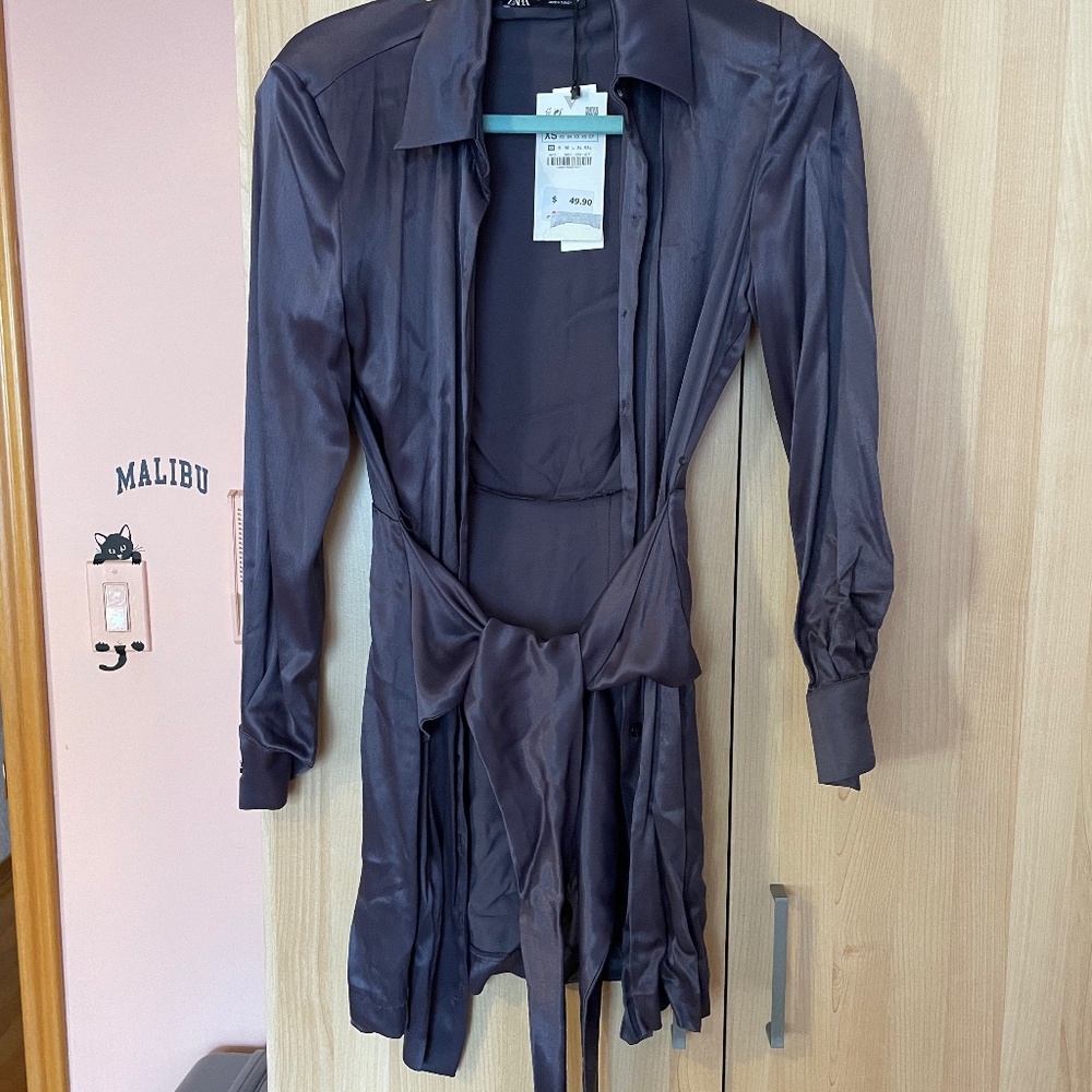 Zara Blouse Dress Dark Purple XS